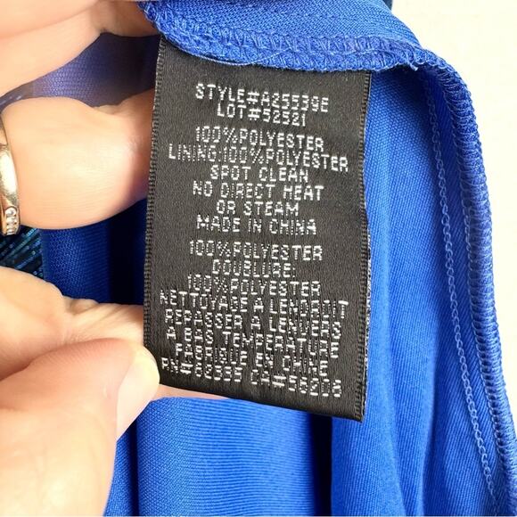 NWT Betsy & Adam One Shoulder Metallic A-Line Dress with Cutout A25539 Blue - 20 - Picture 16 of 16